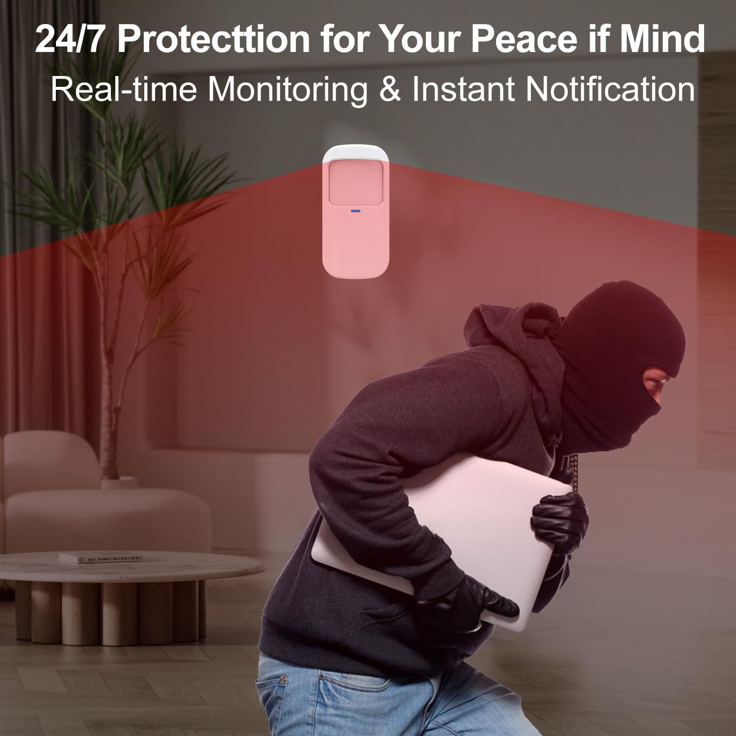 Sistema di Sicurezza Domestico, Sistema di Allarme Casa Senza Fili WIFI/GSM SMS con Rilevatore di Movimento, Sirena di Allarme da 120dB, Telecomando Intelligente, Compatibile con Alexa(12 Pezzi)