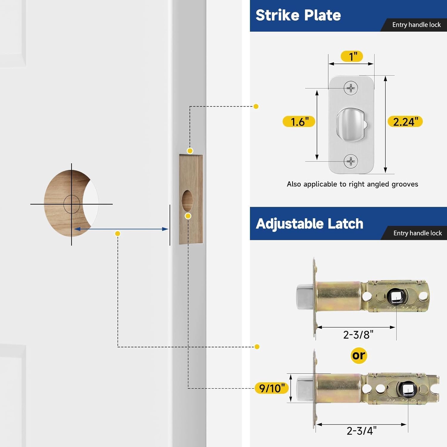 Keyed Entry Door Lever, Door Handle with Lock and Key, Exterior ＆ Interior Door Handle for Bedroom, Wave Style Lever Satin Nickel, Reversible for Left/Right 2 Pack