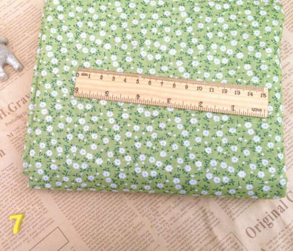 Ensemble de tissu en coton pour loisirs créatifs et couture – Jolis chiffons à motifs avec mètre ruban doux, parfaits pour le patchwork et le scrapbooking (vert, 25 x 25 cm)