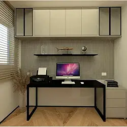 Mesa De Computador Reforçada P/ 2 Pessoas Industrial Madeira Mdf Reforçada e Ferro Para Escritório Home Office 120x60 (Preto)