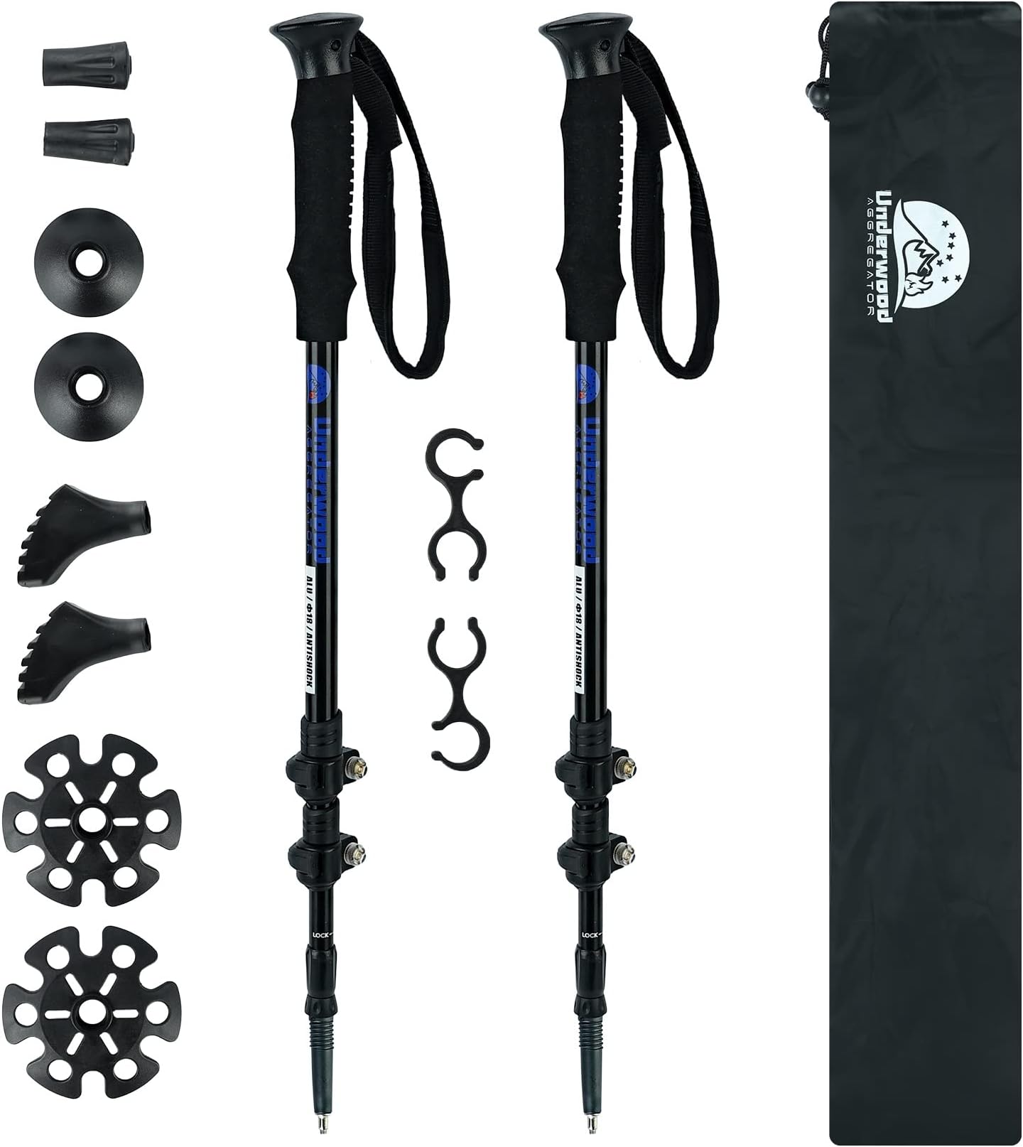 Trekking Poles Collapsible Hiking Poles - 2 Pack Adjustable Aluminum Hiking Sticks, Lightweight Walking Sticks for Women, Men, Seniors, Kids, Walking Poles for Backpacking by Underwood Aggregator