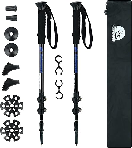 Trekking Poles Collapsible Hiking Poles - 2 Pack Adjustable Aluminum Hiking Sticks, Lightweight Walking Sticks for Women, Men, Seniors, Kids,