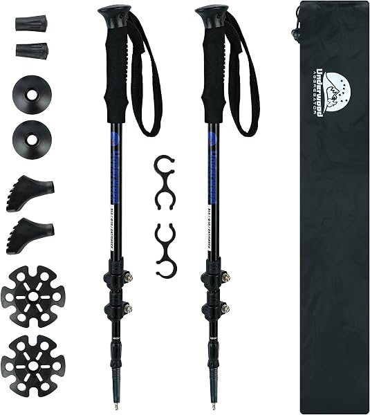 Trekking Poles Collapsible Hiking Poles - 2 Pack Adjustable Aluminum Hiking Sticks, Lightweight Walking Sticks for Women