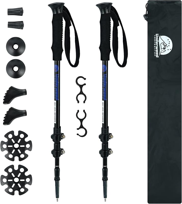 Trekking Poles Collapsible Hiking Poles, Lightweight Aluminum Hiking Sticks | Quick-Lock, Anti-Shock, Adjustable Walking Sticks, 2 Pack for Men, Women, Seniors, Kids, Backpacking by Underwood Aggregator