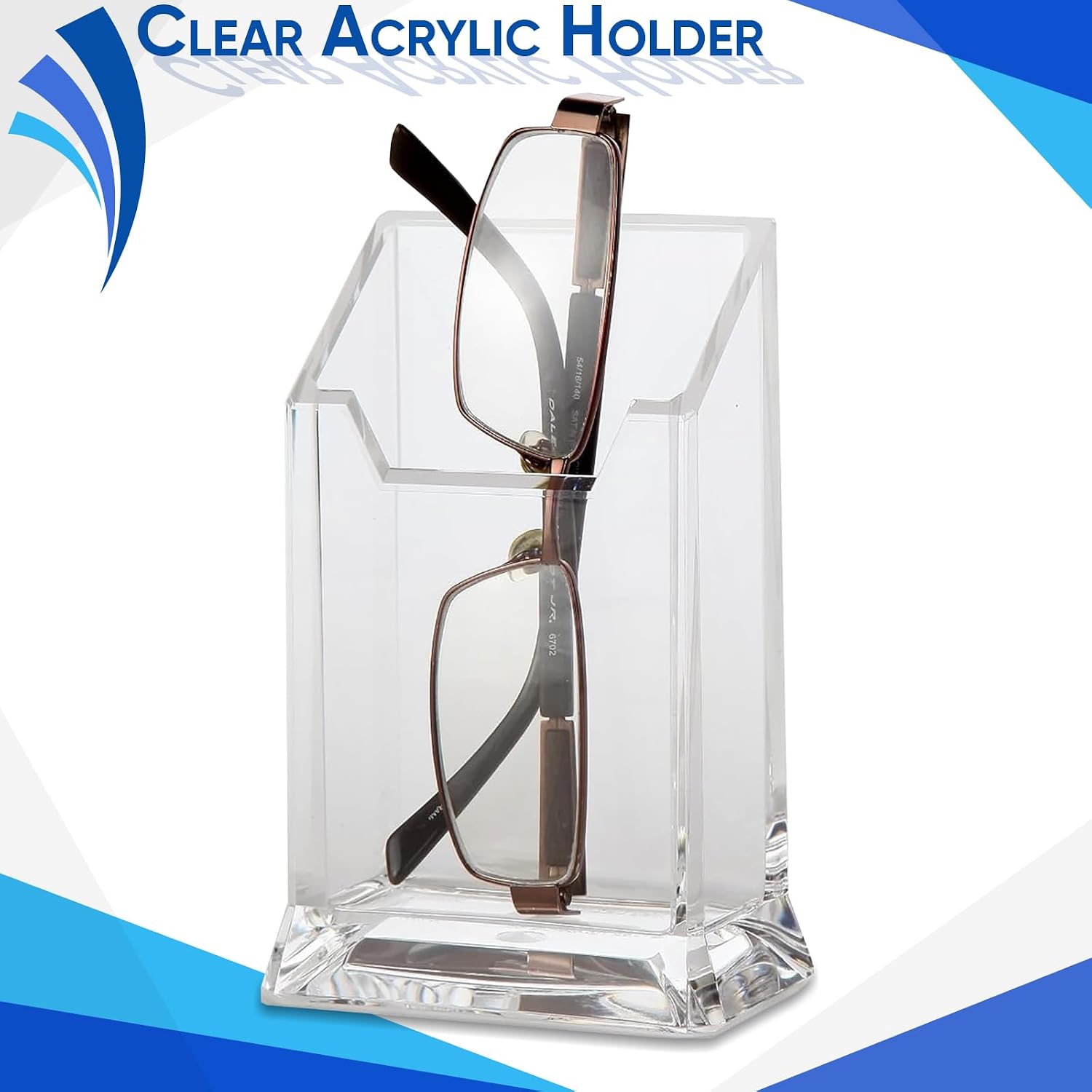 Home-X Acrylic Pen Holder – Multipurpose Clear Acrylic Makeup Brush Holder with Wide Opening and Stable Base for Eyeglasses, Pencils, Tools – Ideal for Desk, Vanity, Bathroom Storage image 3