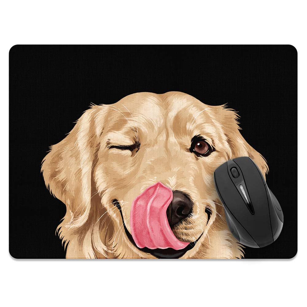 WIRESTER Extra Large (X-Large) Size Non-Slip Rectangle Mousepad, Winking Golden Retriever Mouse Pad for Home, Office and Gaming Desk