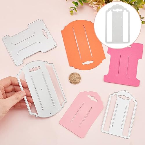 Miniatura 3 de BENECREAT Plantillas de corte de tarjeta de lazo de 3 estilos, tarjetas de clip para el cabello, plantillas de acero al carbono para álbumes de