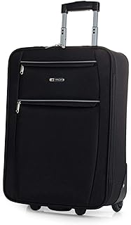 Trolley Bagaglio a Mano 55x35x20 Valigia semirigida Piccola Morbido, Viaggio resistente e leggero. Valigia Ryanair. T71950, Colore Nero