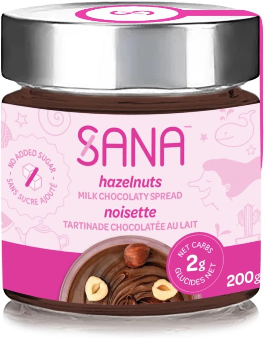 SANA Milk Chocolaty Spread Hazelnuts, Keto Friendly, Low Carb, No Sugar