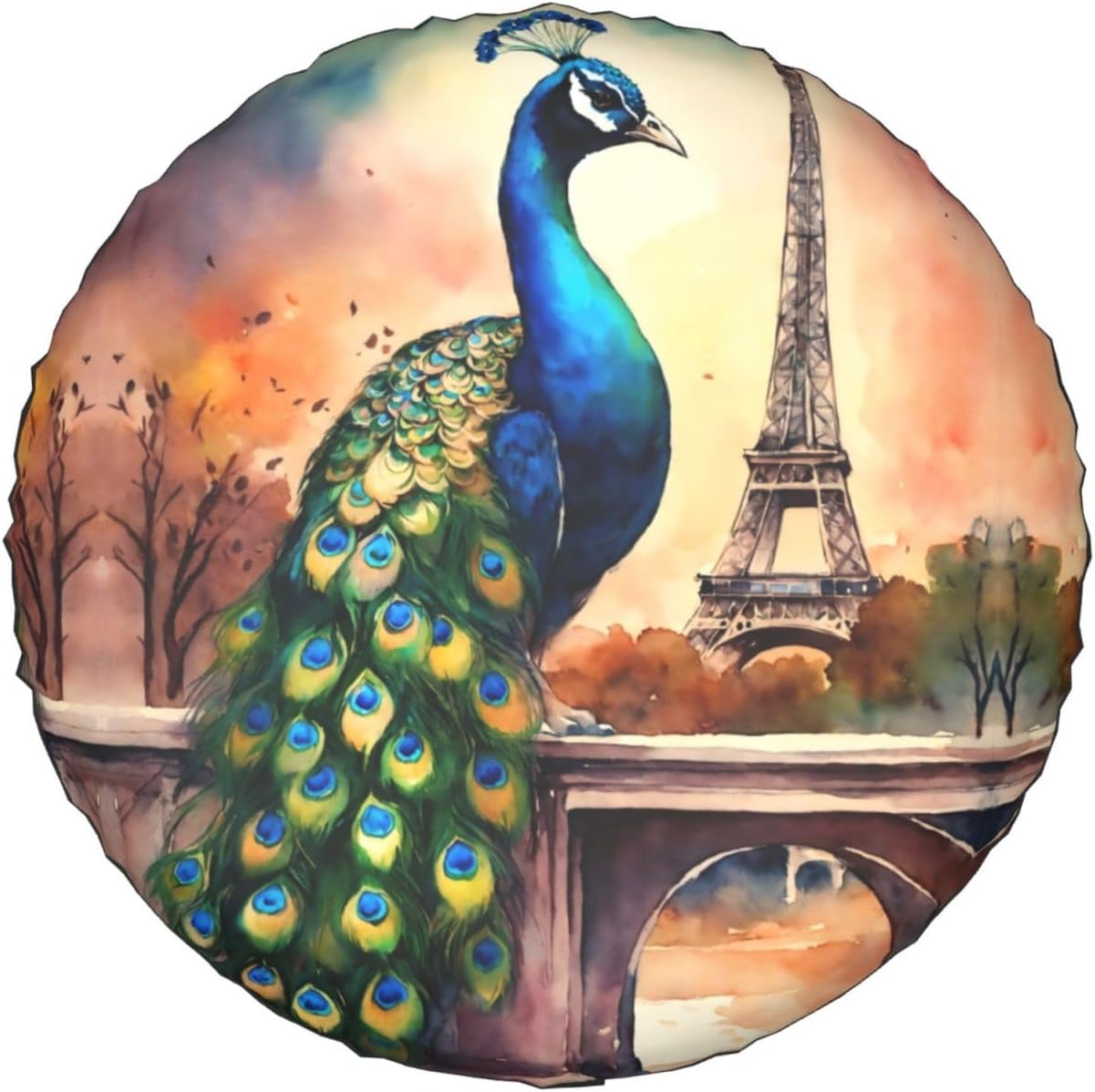 Oil Painting Paris Eiffel Tower Print Tire Cover Universal Spare Wheel for Trailer Rv SUV Truck Camper Travel Accessories