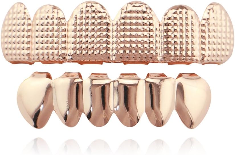 OOCC 18k Gold Plated Grills Hip Hop Teeth Grillz Caps Top and Bottom Set for Your Teeth