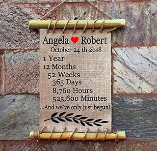 Personalized monogram print wedding Gifts, Wooden Cane framed Burlap print, 1year 12 months 52 weeks, gift for girlfriend, gift for boyfriend, gift for couple