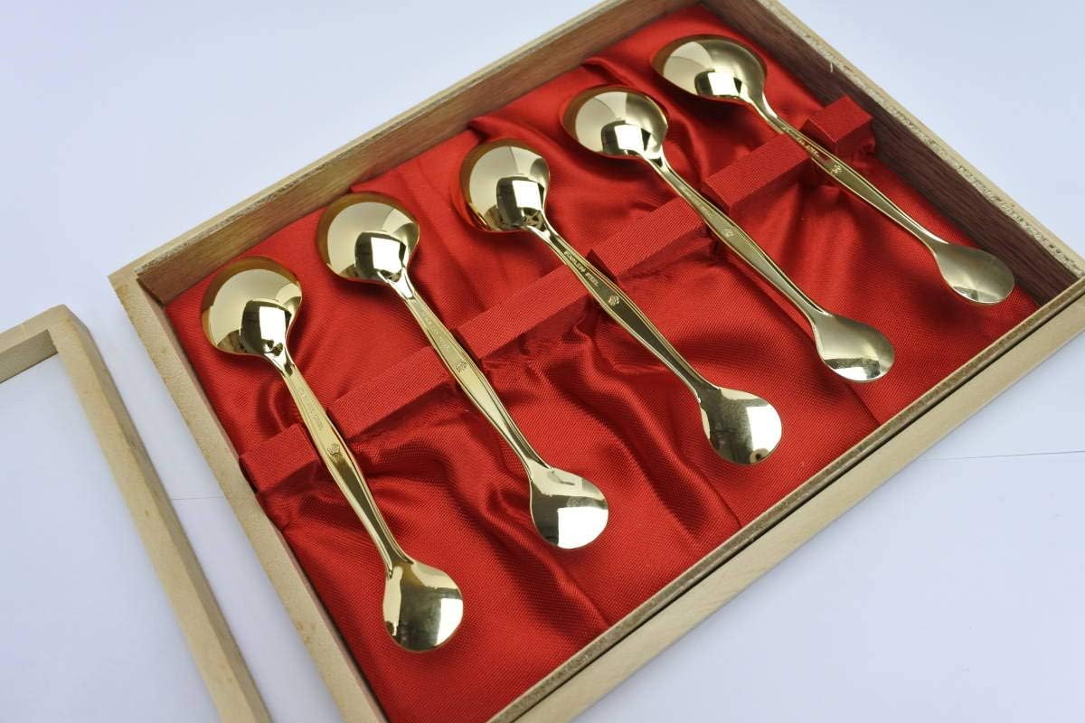 日本皇室特別記念品 天皇陛下菊の御紋入金メッキ高級スプーンセット