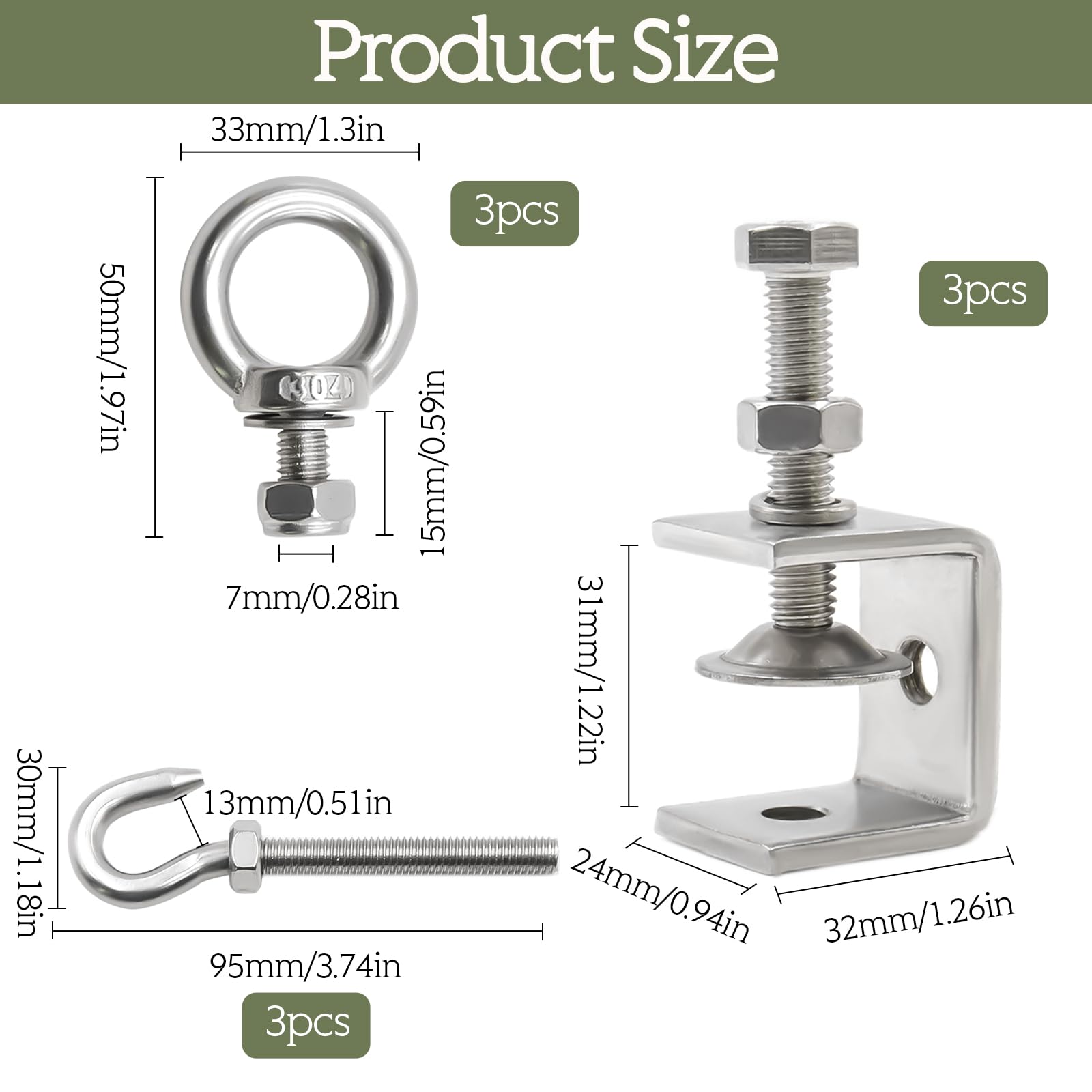 Lot De 9 Serre-joints En C En Acier Inoxydable Avec Crochets Et Vis à