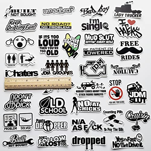 50Pcs Funny Jdm Stickers Vinyl Graphics For Cars Bumper Auto Motors Motorbike Helmet Decals Hard Hat Sticker #TOP4