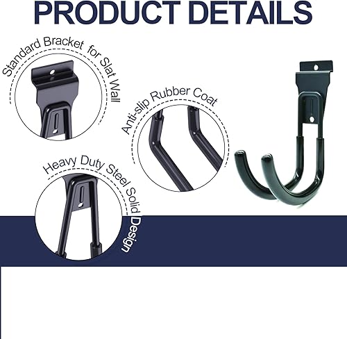 Miniatura 3 de Ganchos de garaje Slatwall, ganchos de garaje resistentes de 5.6 pulgadas, ganchos para colgar en la pared, ganchos para colgar en la pared, soporte