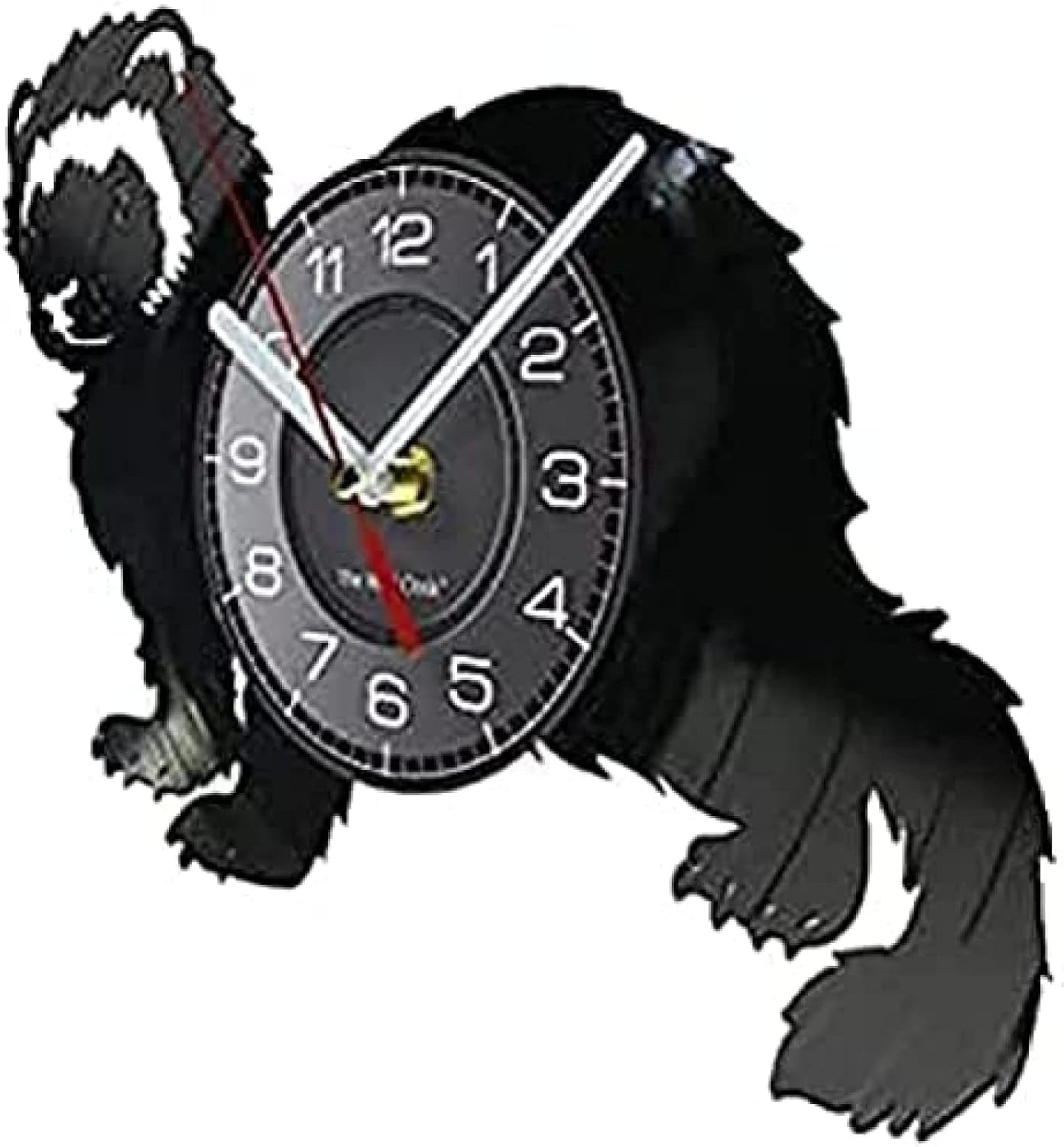 Round Wall Clock Ferret Silhouette Wildlife Nature Carved Vinyl Record Clock Silent Quartz Wall Clock Woodland Nursery Animal Wall Decor Watch Decorative Gift