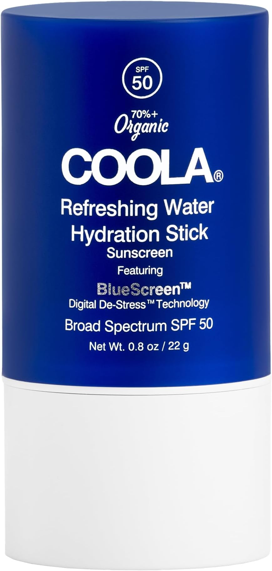 COOLA Organic Refreshing Water Stick Face Moisturizer with SPF 50, Dermatologist Tested Face Sunscreen with Plant-Derived BlueScreen Digital De-Stress Technology, 0.8 Oz