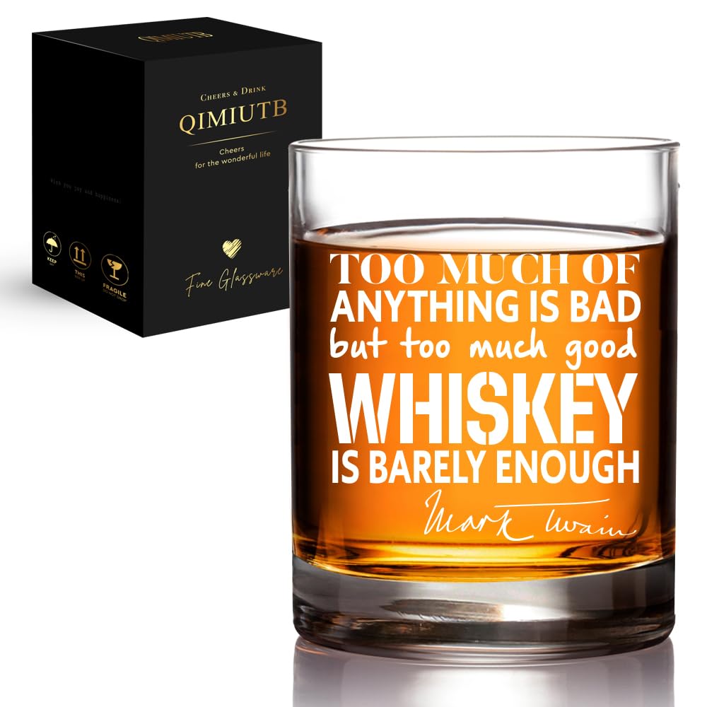 QIMIUTB Whiskey Glass with Mark Twain Quote, Funny Christmas ...