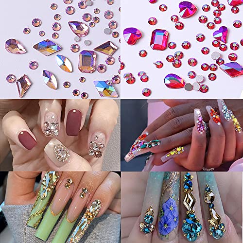 Belicey Purple Ab Nail Art Rhinestones Flatback Round Crystals Beads Gems Stones Multi Shapes 3D Rhinestone Charms For Nail Art Diy Crafts Clothes Shoes Jewelry Christmas #TOP4
