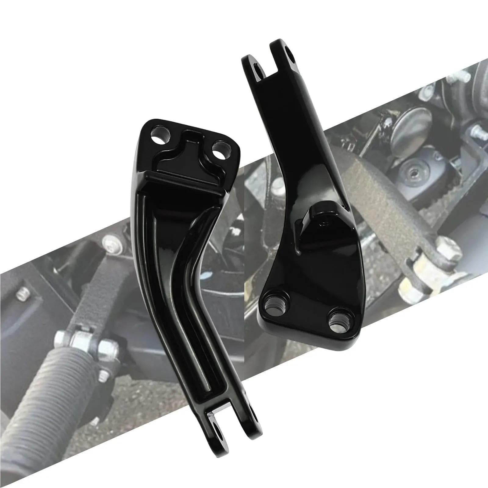 Supports repose-pieds arrière moto noirs fixation cale pied passager Harley Dyna Street Bob