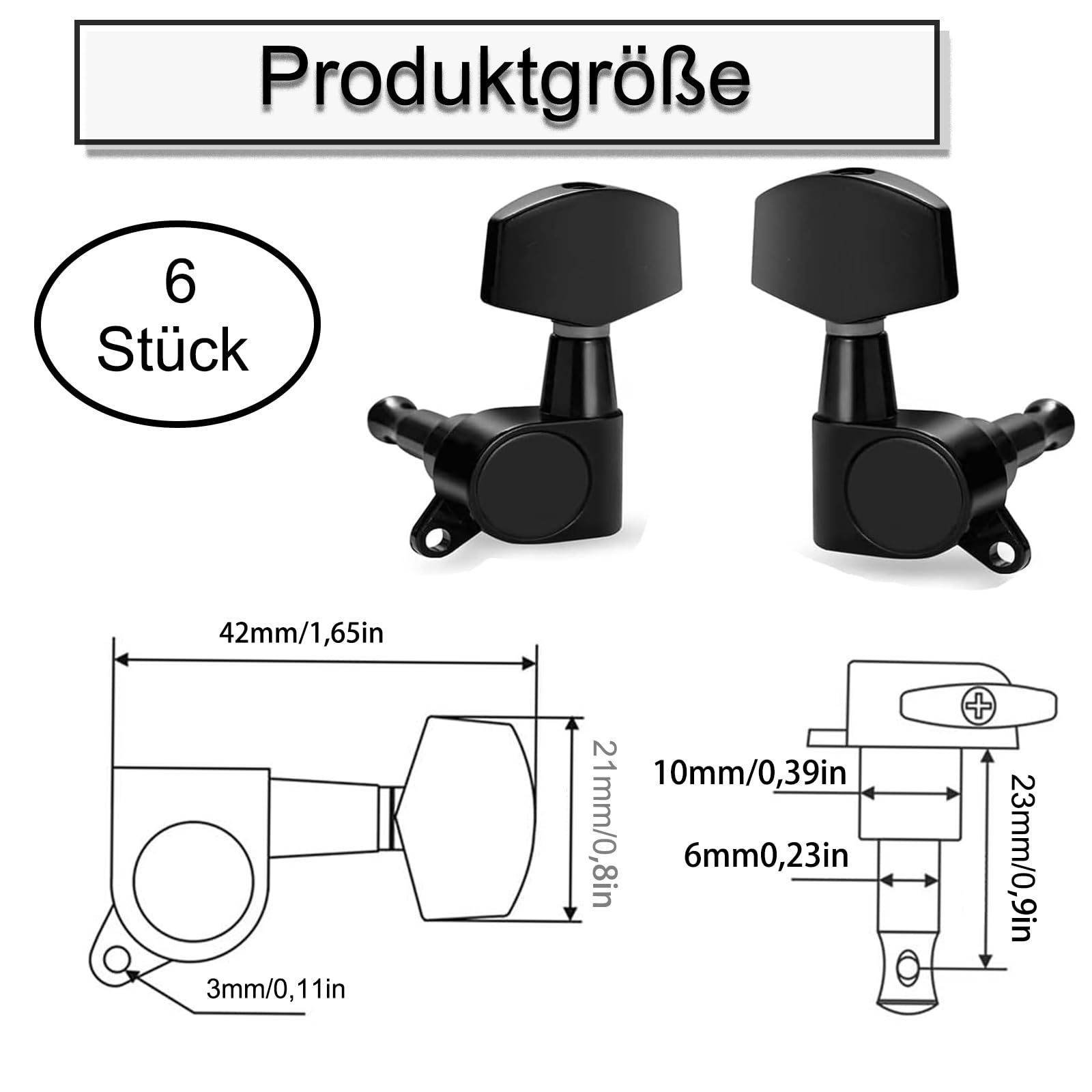 6 sztuk mechanizmów gitarowych, krętlik strojowy, metalowy klucz blokujący, 3 L3R, klucz do gitary elektrycznej (czarny)