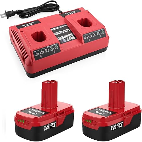 Paquete de 2 baterías de litio C3 de 3.5 Ah de repuesto para batería Craftsman de 19.2 voltios + 2 puertos para cargador dual Craftsman de 19.2 V