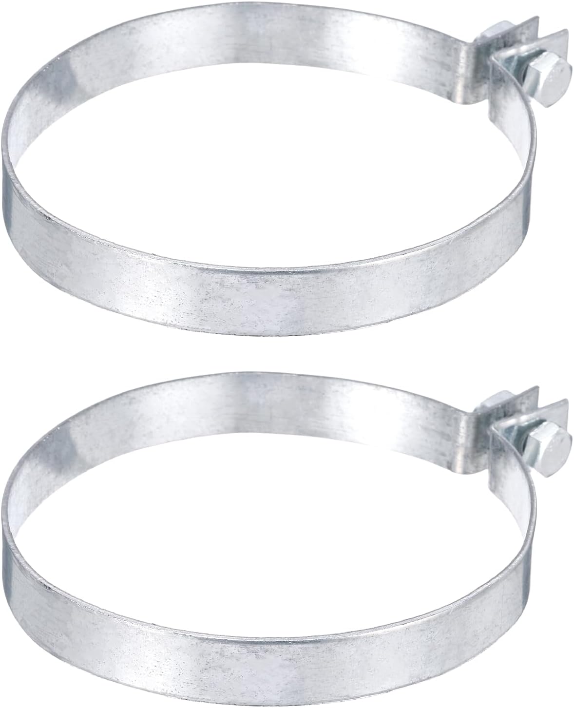 uxcell 2Pcs Brace Bands Chain Link Fence, Galvanized Steel Tension Bands with Bolts & Nuts for 4-5/16" Chain Link Post, Pipe, Gate, Fences Panels, Silver (6.3" Length x 0.7" Width)