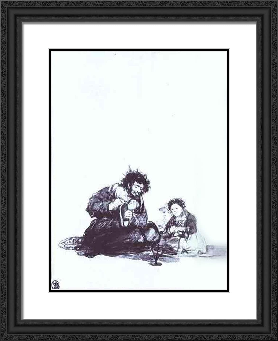 ArtDirect Goya, Francisco 20x24 Black Ornate Framed Art Print with Double Matting Titled: Diligent Blind Man
