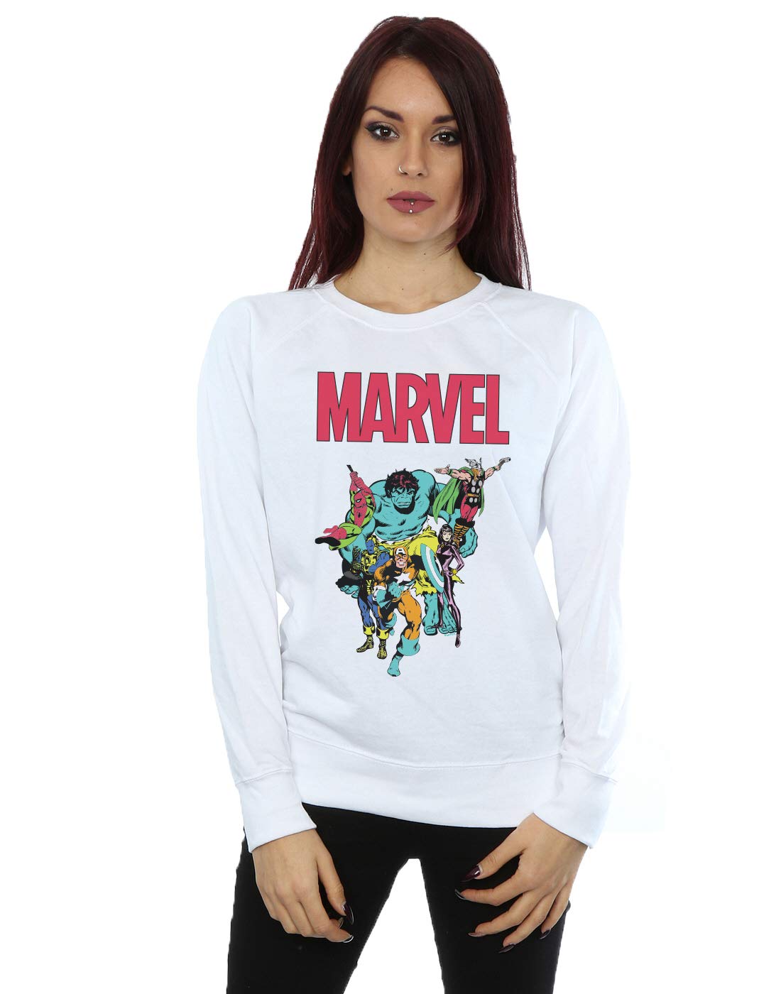 Marvel Women's Avengers Pop Group Sweatshirt White X-Large