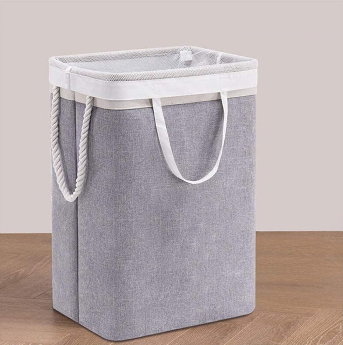 Cesto Ropa Hamper Cesto para La Colada Plegable con Asas Y Bolsas De Malla, Cesta Alta para para Dormitorio Baño Familiar Accesorio Lavandería(Light Gray)