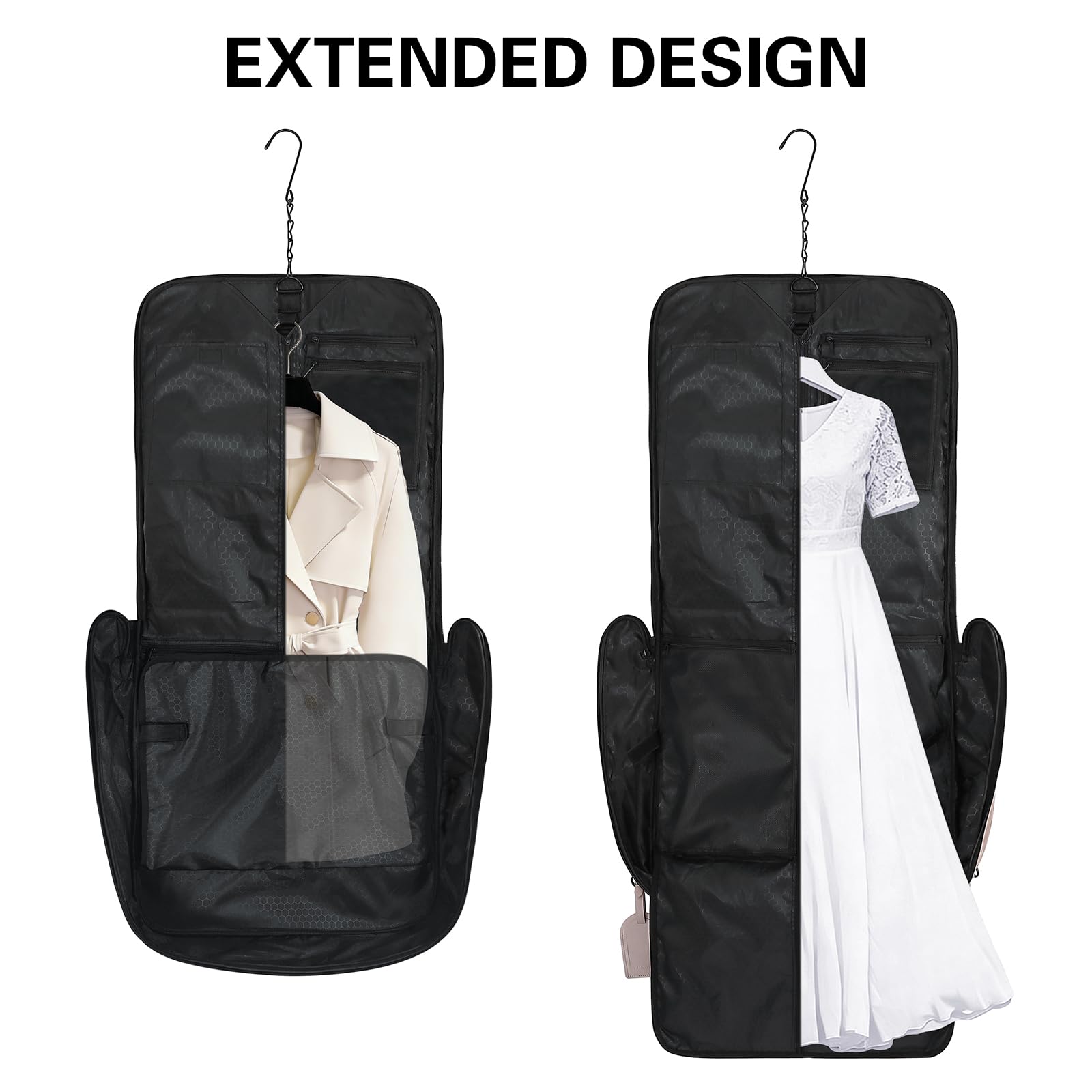 Sac à Costumes pour Femmes Housse à Vêtements de Voyage Hanging Garment Bag avec Sangles et Compartiment pour Ordinateur Portable de 15,6 Pouces, Idéal pour Les Voyages d'affaires, Rose