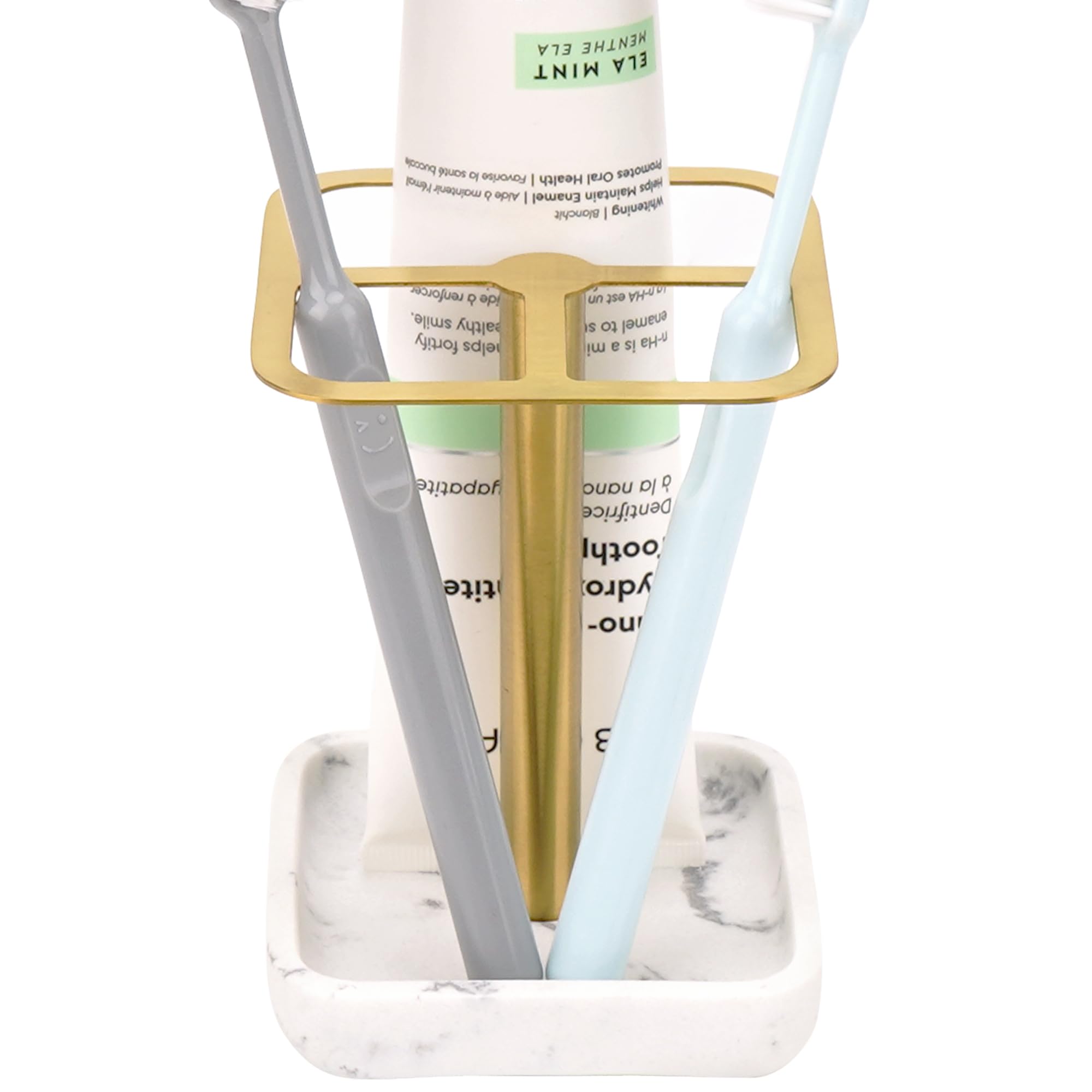 Support de brosse à dents organisateur moderne 3 compartiments effet marbre