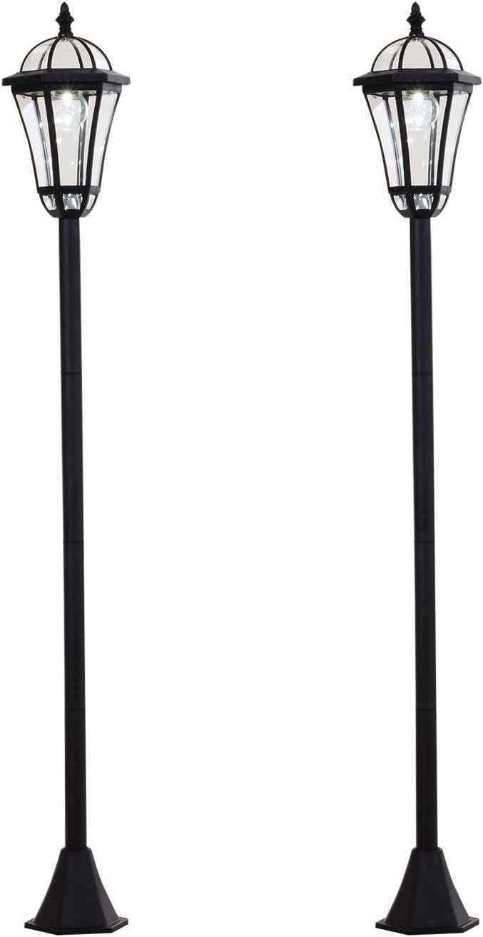 Lampadaire Solaire Extérieur 196 Cm - LED, Détecteur De Mouvement PIR, Éclairage Réglable, IP44 - Noir - 2