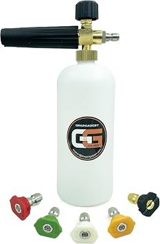 Foam Cannon with 1/4 Inch Quick Connector, 1 Liter, 5 Pressure Washer Nozzle Tips