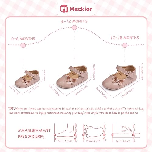 Miniatura 6 de Meckior Zapatos deportivos para bebé y niñas, suela suave, con lazo, princesa, vestido de boda, Mary Jane, planos, para recién nacidos, ligeros,