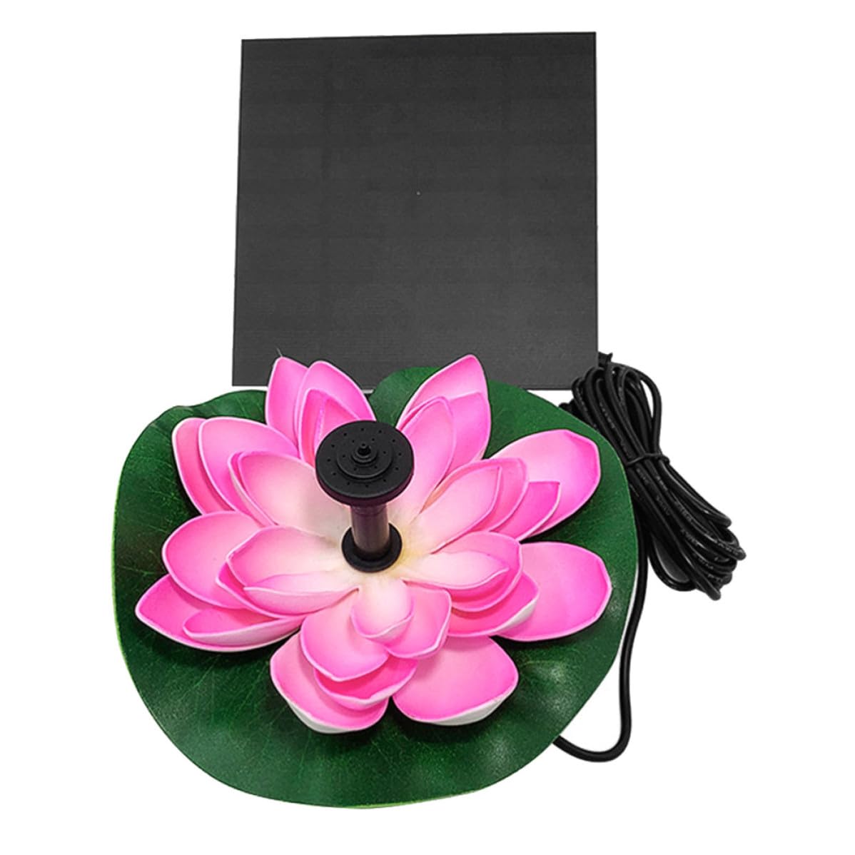 Happyyami Pompa per Laghetto con Fontana Solare a Loto, Irrigatore da Giardino per Acquari Esterni