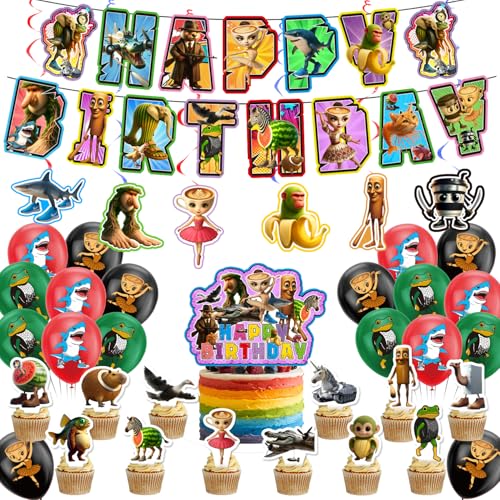 Decoraciones de Fiesta de Cumpleaños Para Niños, Italian Brain 38 Piezas Dibujos Animados Globos de Látex, Dibujos Personaje Cumpleaños, Decoración de Pastel