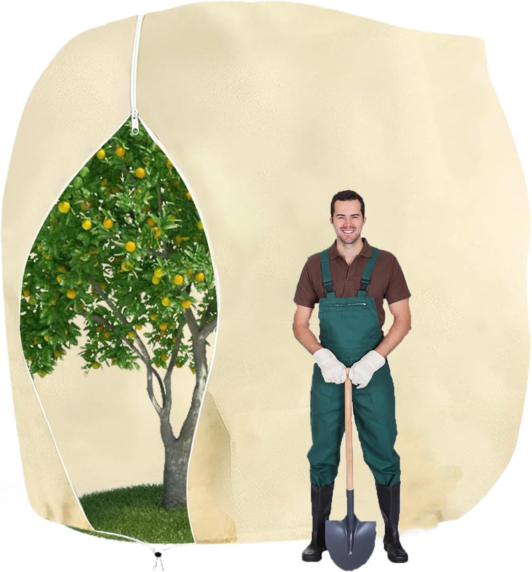 Protección invernal para plantas, 250 x 360 cm, protección contra heladas, saco para plantas en macetas, translúcido y transpirable para palmeras, olivos, árboles frutales (beis, con
