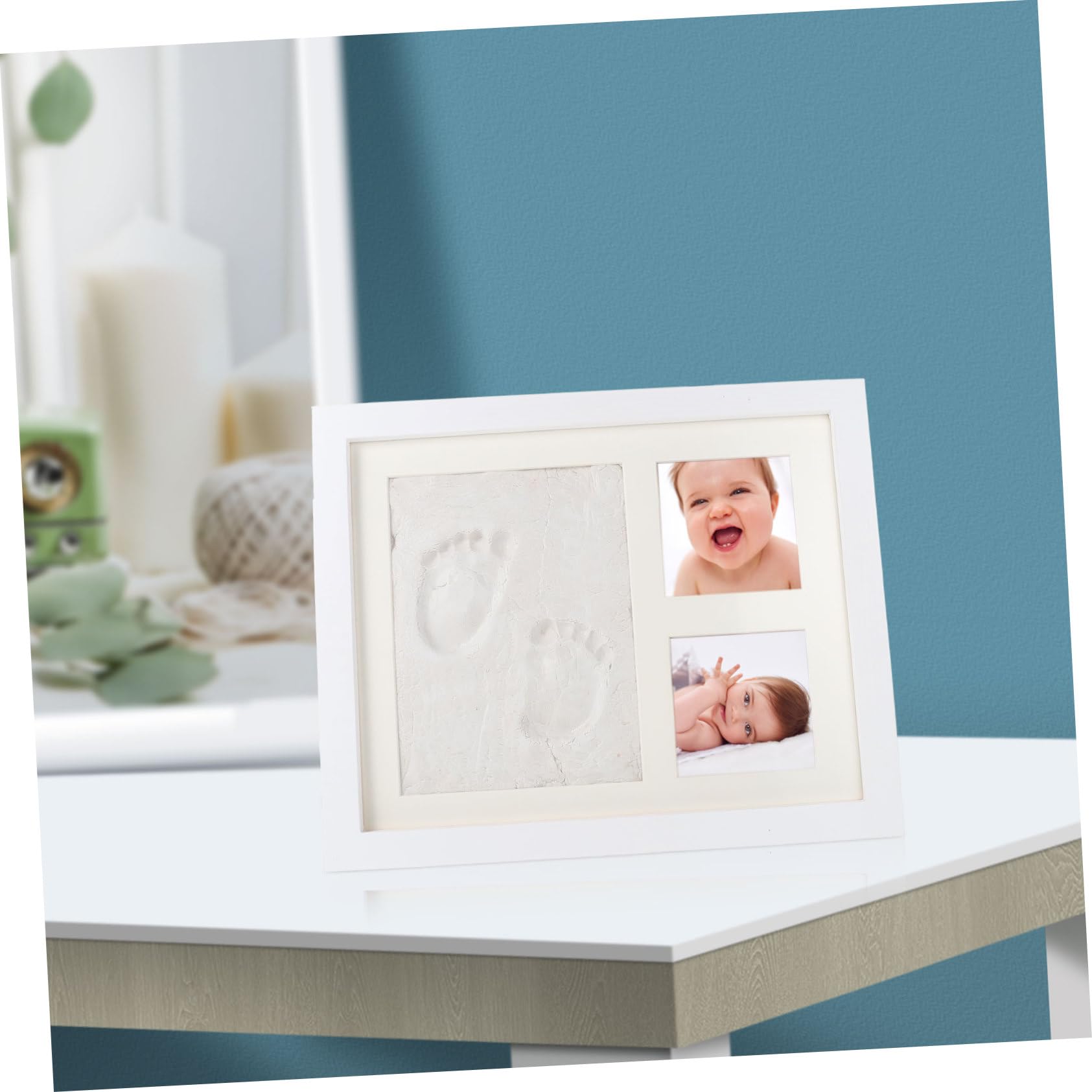 Cornice per Foto Impronte Mani in Legno Tavoletta di Inchiostro, Kit Creativo per Regali Personalizzati per Ragazzo Ragazza