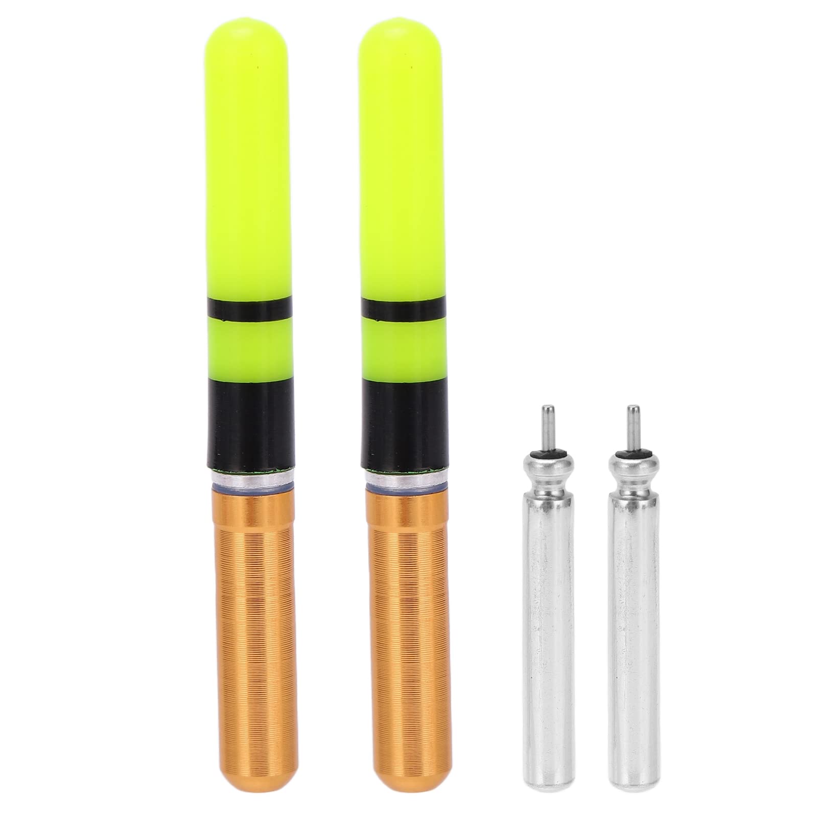 equlup Fishing Floats Light, 2pcs LED Glow Sticks Lighted Bobber Lures Lamp Underwater Attractive LED Bait Flashers Accessories for Night Fishing (Gold)