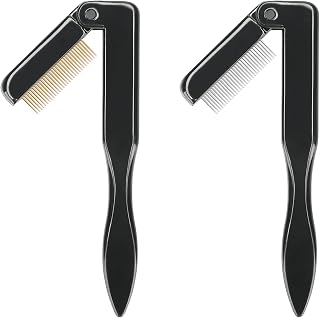 G2PLUS 2PCS Folding Metal Eyelash Comb Separator - Portable Lash Brow Brush, De-Clumps Mascara, Travel-Friendly Black