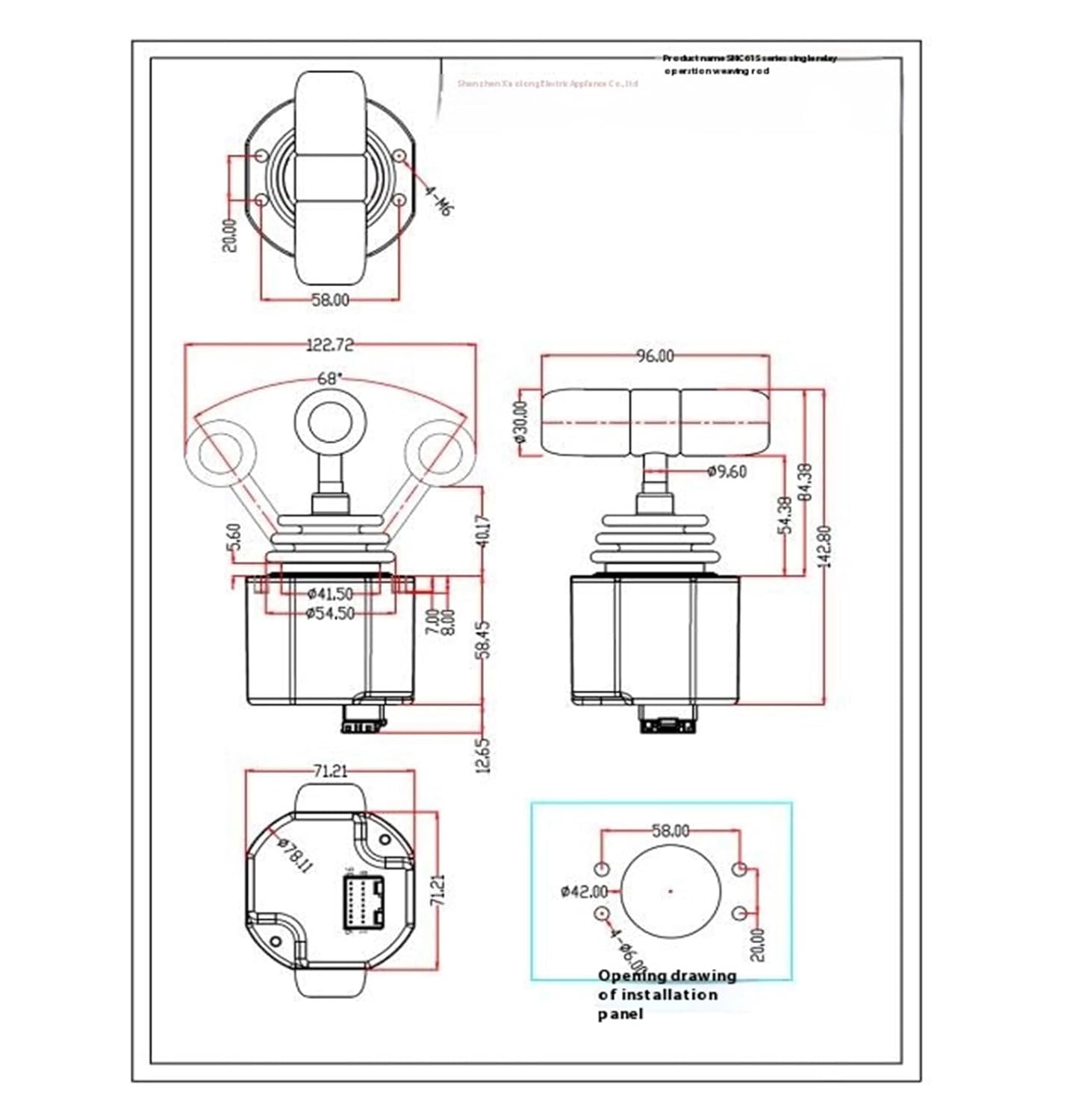 Transporter Electric Vehicle Control Lever Single-axis 61T Rocker, Resistance Positioning,Push Rod Thruster Hall-type Industrial Control Lever(24v,Output CAN2.0)
