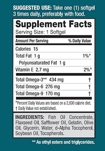 Omega 180 Soft Gels - 1000 Mg Omega-3-6-9, High-Potency Omega-3 Fish Oil Supplement With Epa & Dha - Promotes Brain & Heart Health - Non-Gmo - 180 Servings #TOP4