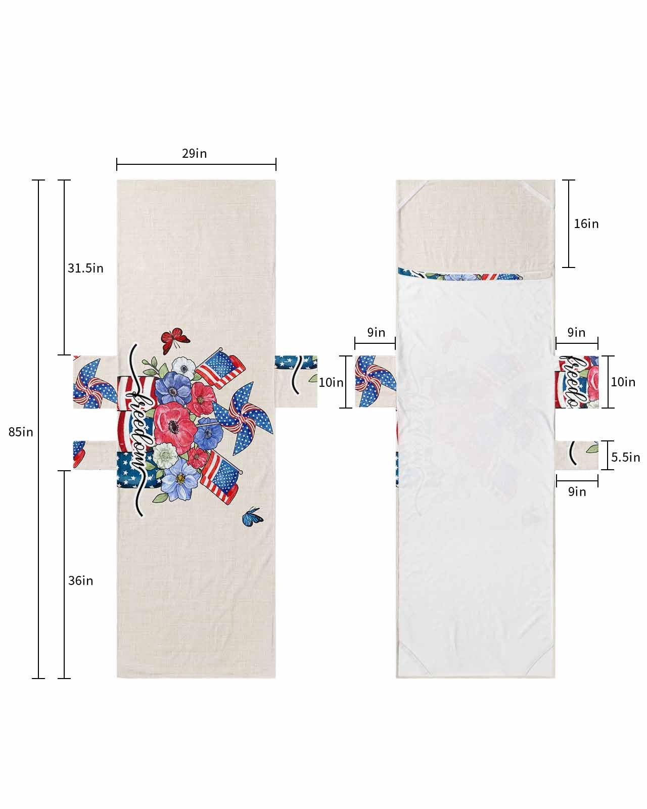 4th of July Beach Lounge Chair Towel Cover, Soft Chaise Lounge Towel with Side Pockets Patio Pool Chairs Cover for Beach/Pool Sunbathing 29x85 Red Blue Flowers Independence Day Botanical