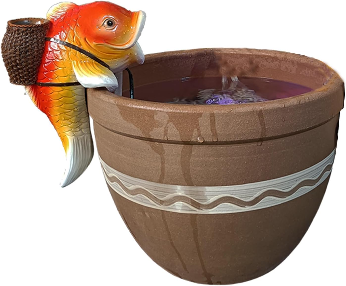 Pond Spitter for Small Ponds – Hanging Aquarium Decoration for Water Circulation and Fish Tank Landscaping Resin Material – Water Pump and Fish Tank Not Included(Yellow)