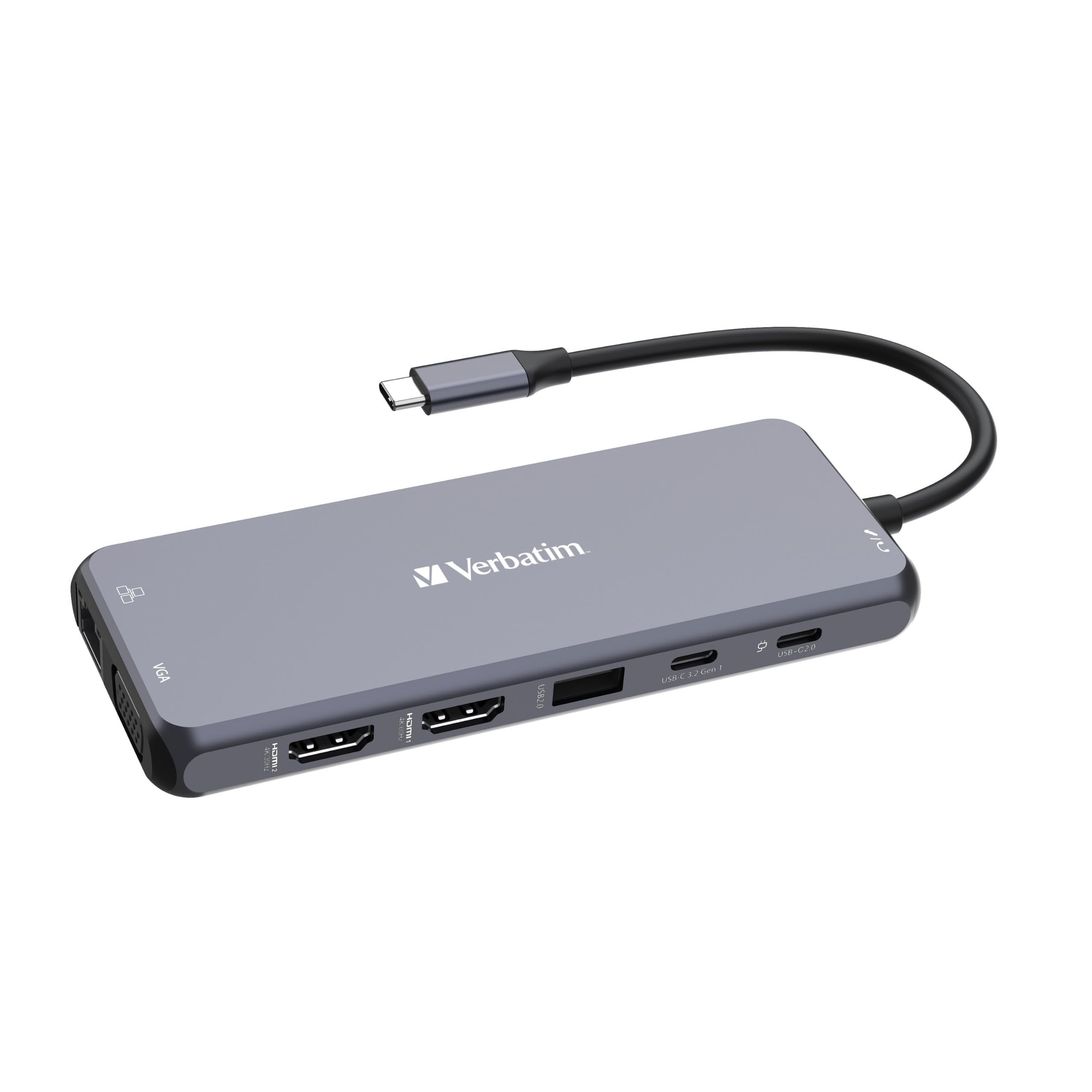 Verbatim Hub USB C 14 in 1, adattatore multiporta USB-C a HDMI, VGA, RJ45, USBA-A e USB-C PD, con lettore di schede SD, per Mac, MacBook Pro/Air, iPad Pro, Thinkpad, Windows Computer, Laptop e Co | Hub con HDMI, VGA, RJ45, USB-C PD, USB-A e lettore di sch