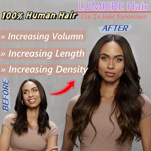 Miniatura 9 de LUMIERE Yaki - Extensiones de cabello humano lacio con clip, cabello humano real rizado grado 10A, cabello Remy brasileño 10A, 8 piezas con 20