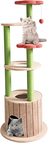 Miniatura 1 de SENNAUX Árbol para gatos de 51 pulgadas, torre para gatos de varios niveles, condominio, árbol de actividades para gatos con poste rascador de