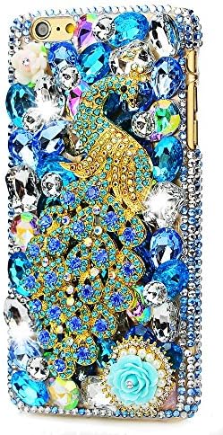 STENES Google Pixel 2 XL Case - 3D Handmade Luxury Series Crystal Pretty Peacock Rose Flowers Sparkle Rhinestone Cover Bling Case For Google Pixel 2 XL Retro Bowknot Dust Plug - Blue